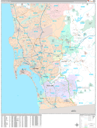 San Diego Wall Map Premium Style 2023